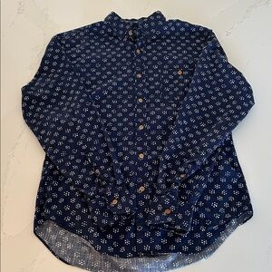 J. Crew Navy and White Polka Dot Shirt Size Medium